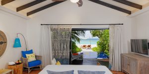 Beach Villa Bedroom overlooking private pool